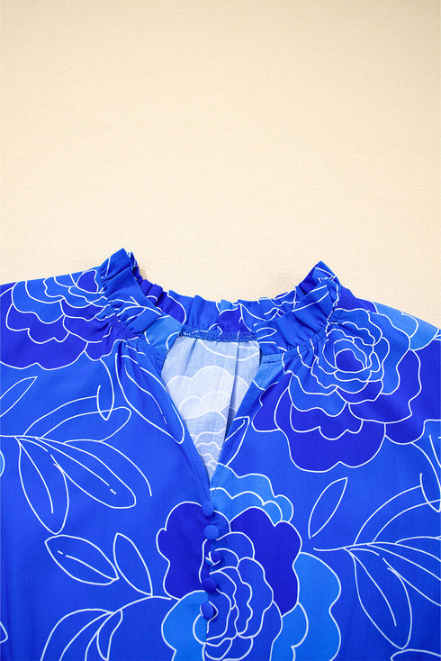 Garden Party Floral Outline Ruffle Hem Tiered Mini Dress